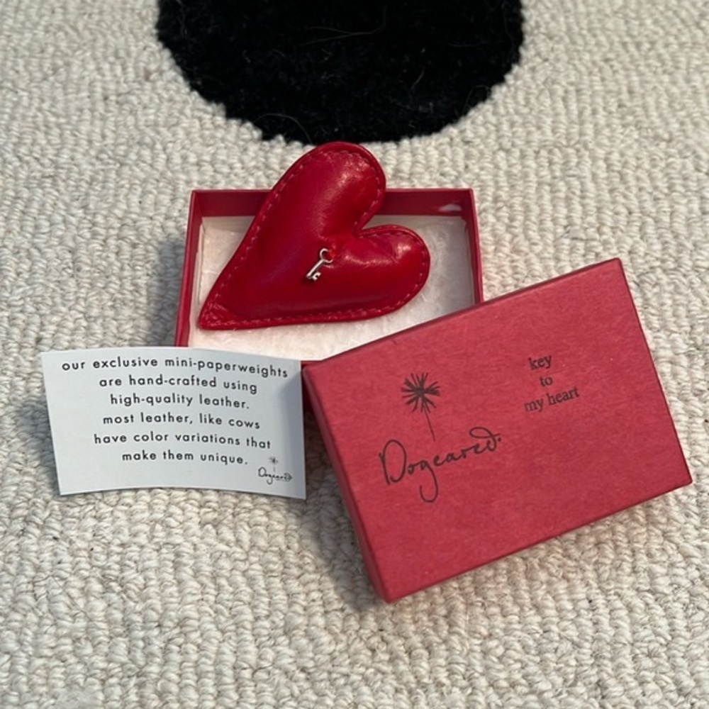 NWOT Dogeared Red Leather Heart Mini Paperweight